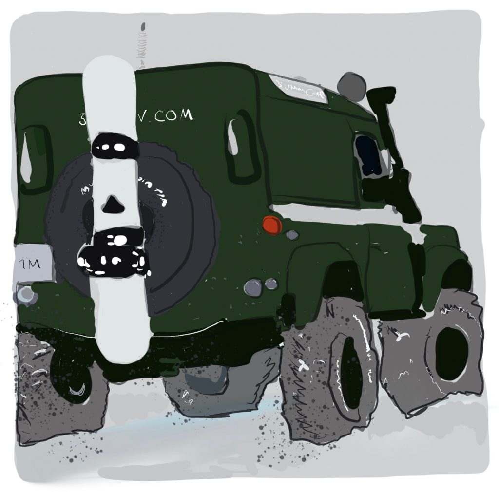 Jeep with snowboard Lungau