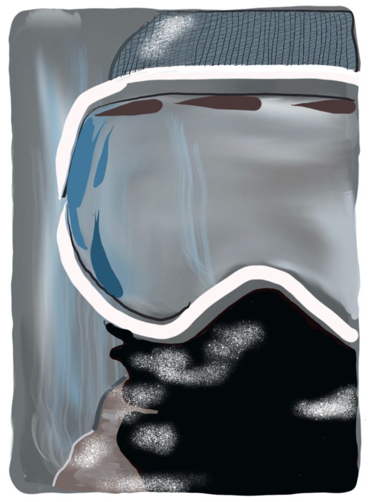 snow mask drawing with ProCreate